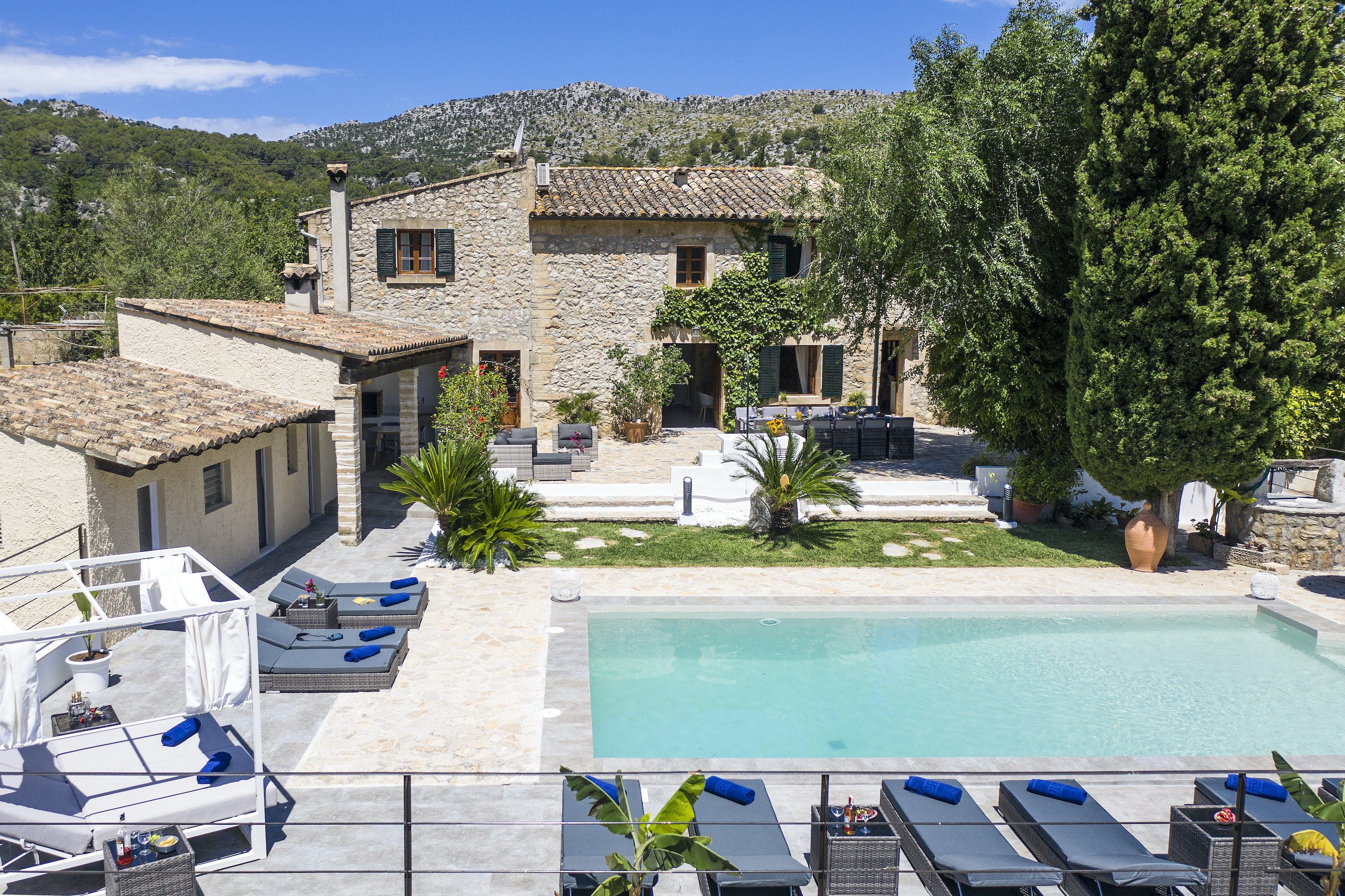 Villa Jaume Ramona aerial view, Colonya Valley Mallorca